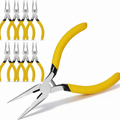 10-Pack 5-Inch Mini Needle-Nose Pliers with Side Cutters, Fine-Tip Carbon Steel Jewelry Pliers for Wire Cutting, Beading, Electronics, Crafts and Classroom Projects